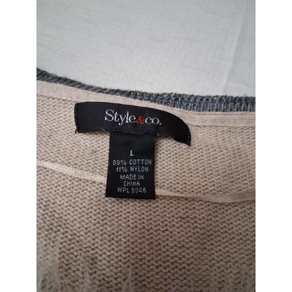 VTG Style & Co Size L Knit Sweater Tunic Dress Long Sleeve Fuzzy Fur Grandma - Picture 6 of 9